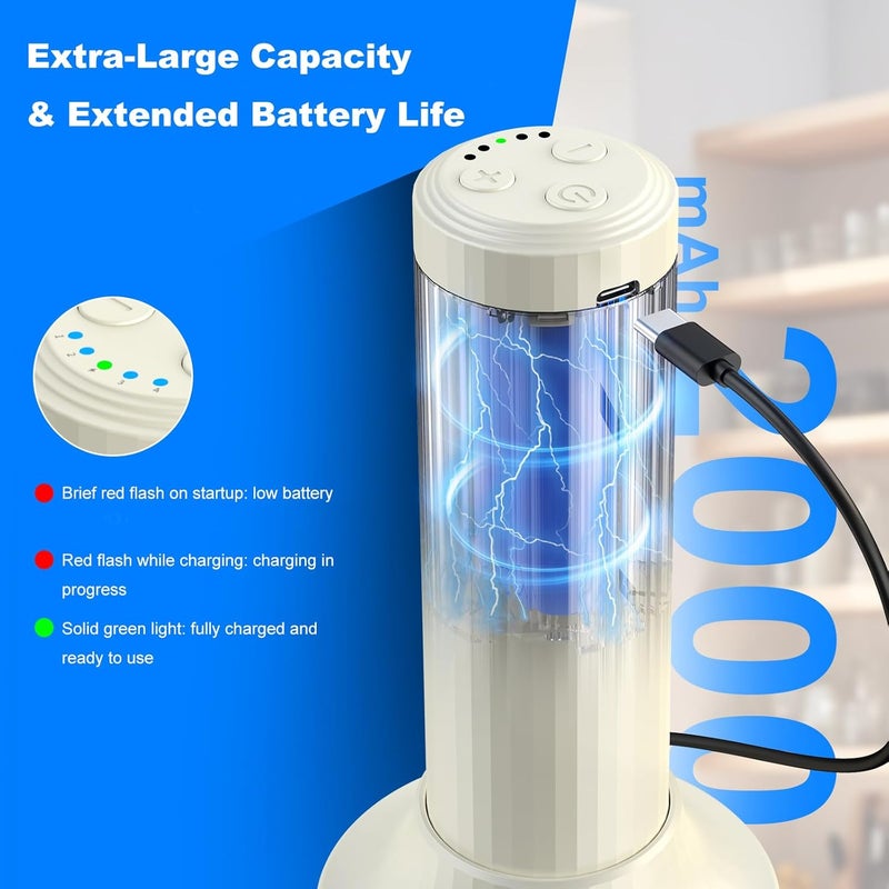 PowCube Cordless Hand Mixer MixgoII, Handheld Mixer Electric Whisk & Milk Frother, Hand Held Mini Mixers, Rechargeable Hand Mixer and Whisker, Food Processor for Cooking, Food Chopper, 4-Speed, 10Oz - Image 5